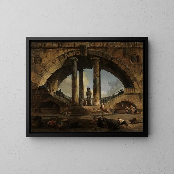 Vue fantaisiste romaine - Hubert Robert — oprawiony obraz na ścianie