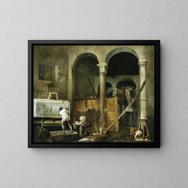 L'Atelier de l'artiste - Hubert Robert — oprawiony obraz na ścianie