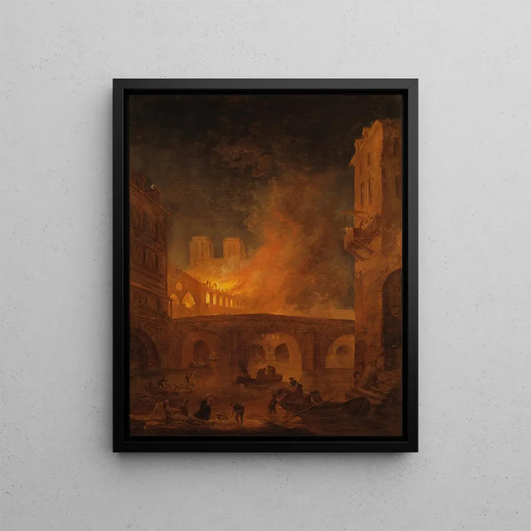 L'incendie de l'Hôtel-Dieu à Paris - Hubert Robert — oprawiony obraz na ścianie