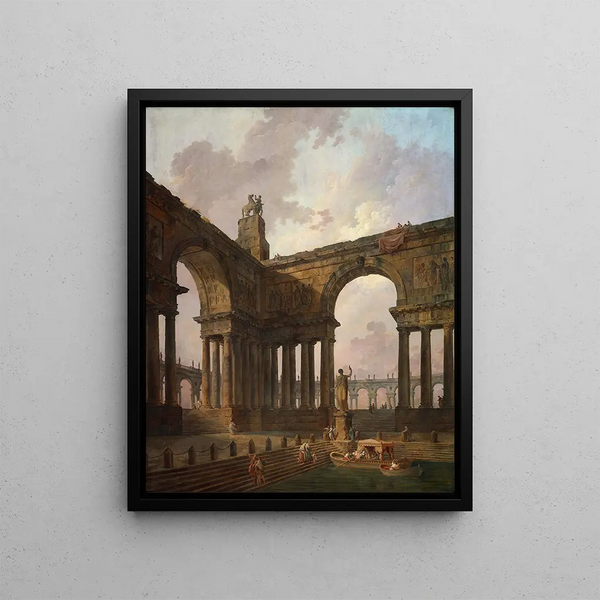 Miejsce lądowania - Hubert Robert — oprawiony obraz na ścianie