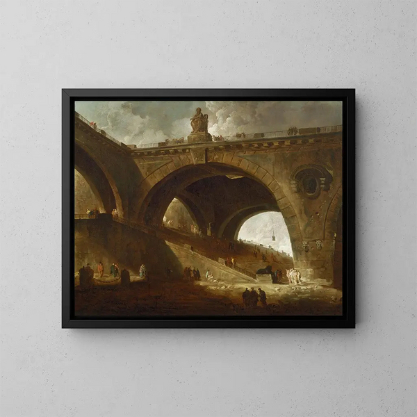 Le Vieux Pont - Hubert Robert — oprawiony obraz na ścianie