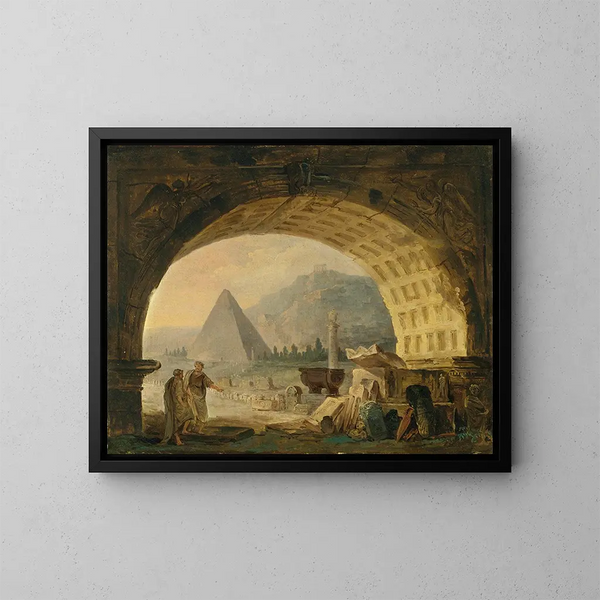 Widok antyków pod łukiem - Hubert Robert — oprawiony obraz na ścianie
