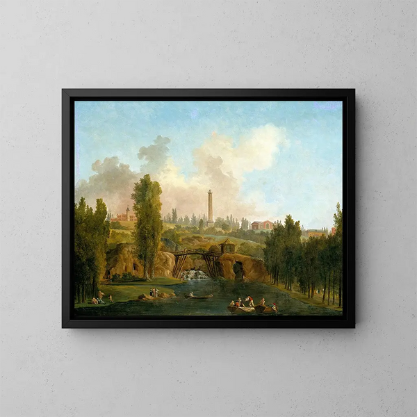 Widok na park w Mrville - Hubert Robert — oprawiony obraz na ścianie