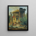 Lavandières nad rzeką pod ruiną okrągłego świątyni - Hubert Robert — oprawiony obraz na ścianie