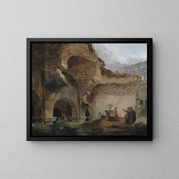 Laveuses dans les ruiny Koloseum - Hubert Robert — oprawiony obraz na ścianie