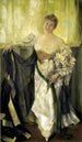 Alice Barney w białym satynie - Hubert Vos — widok dzieła