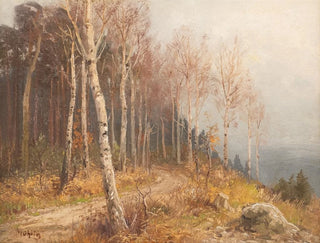 Las brzozowy - Hugo Mühlig — widok dzieła