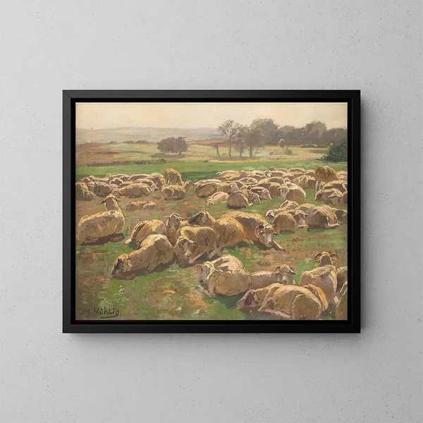 Moutons - Hugo Mühlig — oprawiony obraz na ścianie