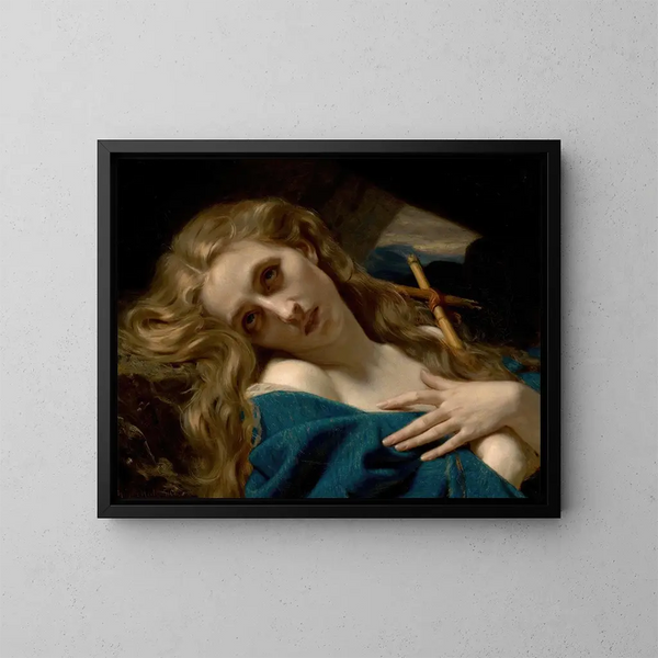 Marie Madeleine dans la grotte - Hugues Merle — oprawiony obraz na ścianie