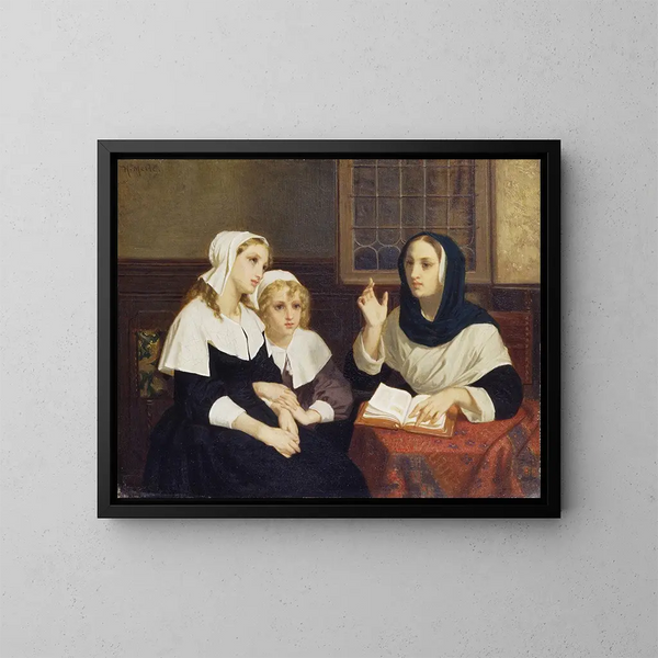 Czytanie Biblii - Hugues Merle — oprawiony obraz na ścianie