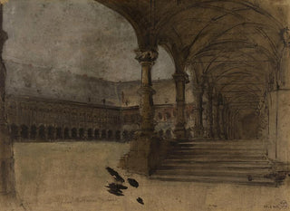 Un cloître dans une cour de palais - Ignace François Bonhomme — widok dzieła