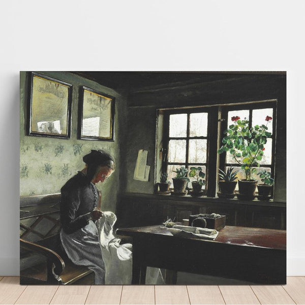 Intérieur avec femme cousant- Laurits Andersen Ring | Reproduction Tableau Décoration murale affiche copie