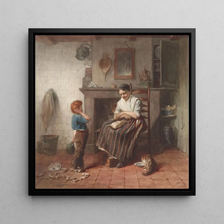 Intérieur avec un petit garçon, un cerf-volant et une femme - Frederik Willem Zürcher
