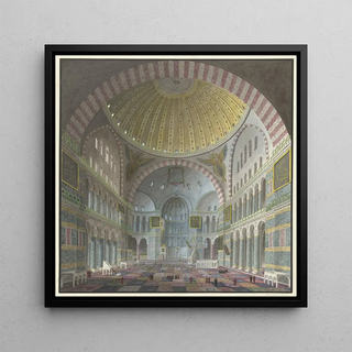 Intérieur de la Sainte-Sophie avec des Turcs agenouillés et debout - Prosper Marilhat