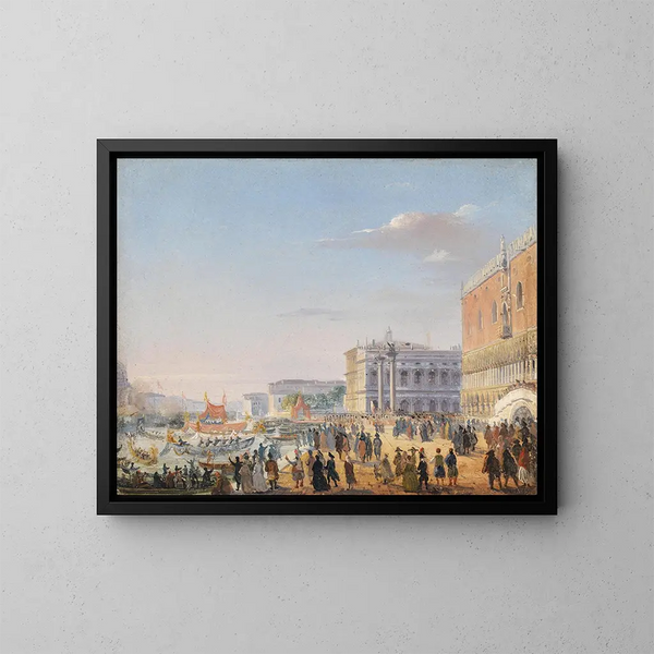 Przybycie François-Joseph i Elżbiety do Wenecji - Ippolito Caffi — oprawiony obraz na ścianie