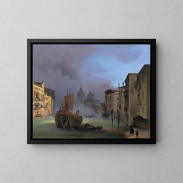 Le Grand Canal à Venise depuis le pont de l'Accademia avec Santa Maria della Salute - Ippolito Caffi — oprawiony obraz na ścianie