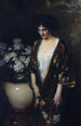 Kimono brązowy Portret Kathryn Beta la Forque - Irving Ramsay Wiles — widok dzieła