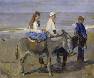 Chłopiec i dziewczynka na osiołkach - Isaac Israëls — widok dzieła