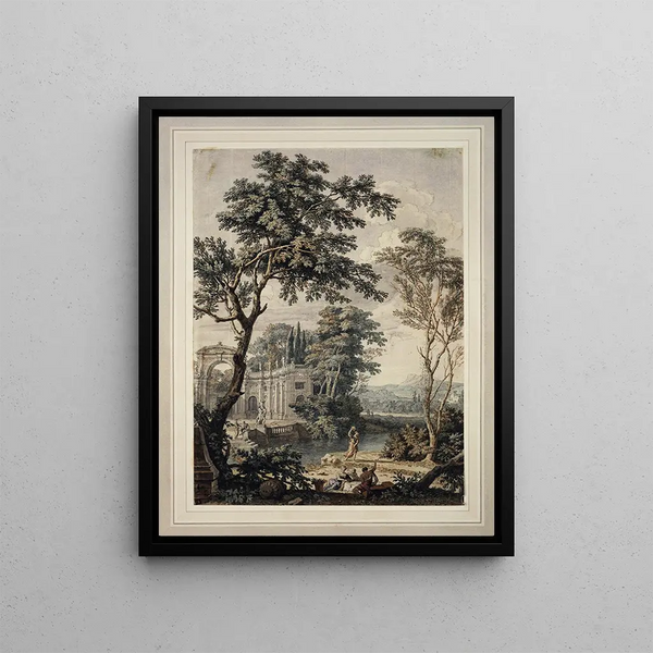 Isaac de Moucheron - Arcadian Landscape with Palace Architecture.webp