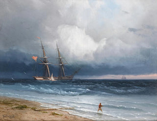 Statek nad brzegiem morza - Ivan Konstantinovich Aivazovsky — widok dzieła
