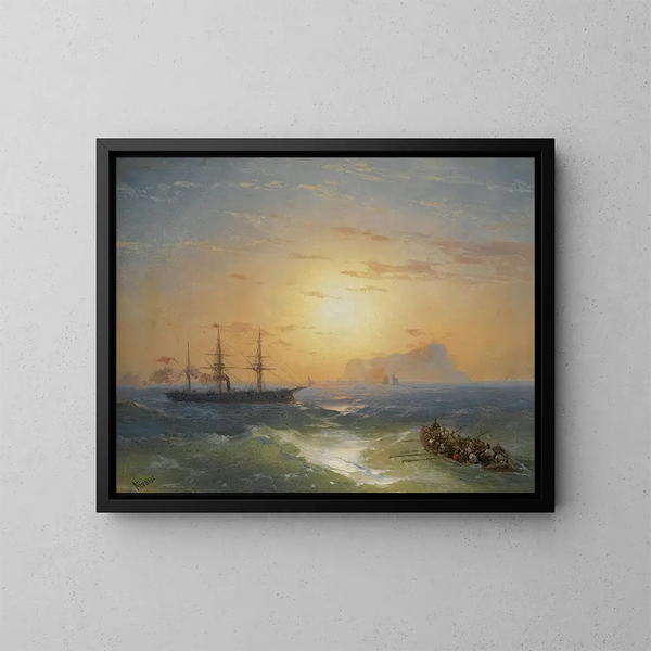 Zaokrętowanie na Ischię - Ivan Konstantinovich Aivazovsky — oprawiony obraz na ścianie
