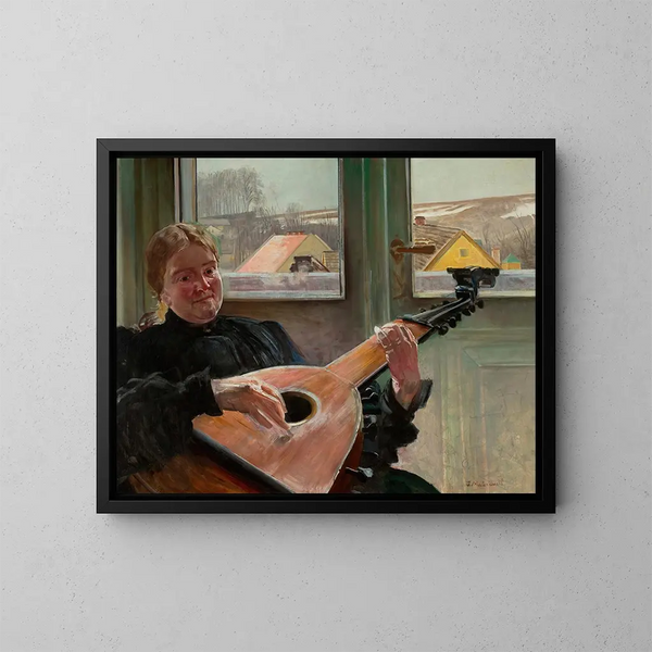 Portret siostry artysty Heleny z lutnią - Jacek Malczewski — oprawiony obraz na ścianie