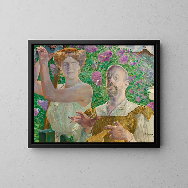 Autoportret z muzą i buddleią - Jacek Malczewski — oprawiony obraz na ścianie