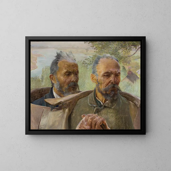 dwóch głów starych mężczyzn - Jacek Malczewski — oprawiony obraz na ścianie