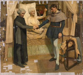 Jacob van Maerlant prédisant Jan Breydel et Pieter de Coninck la libération de la Flandre sur son lit de mort - Jan van Beers