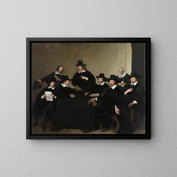 Regenci Instytutu Nieuwe Zijds na pomoc zewnętrzną dla ubogich, Amsterdam, około 1650 - Jacob Adriaensz Backer — oprawiony obraz na ścianie