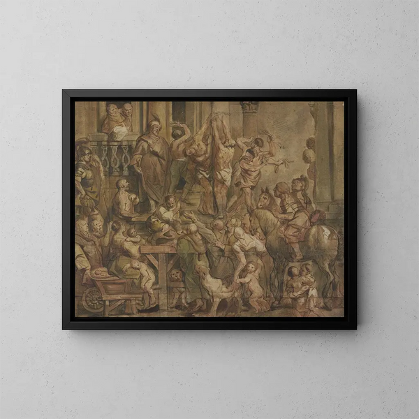 Flagellation des coupables - Jacob Jordaens — oprawiony obraz na ścianie