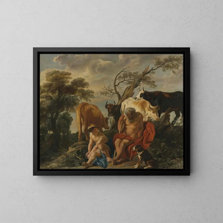 Merkury i Argus - Jacob Jordaens — oprawiony obraz na ścianie