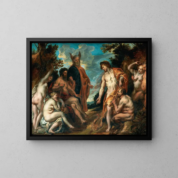 Konkurs muzyczny między Apollonem a Panem - Jacob Jordaens — oprawiony obraz na ścianie