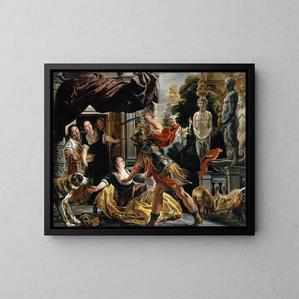 Ulysse menaçant Circe - Jacob Jordaens — oprawiony obraz na ścianie