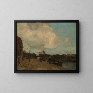 Bord du canal - Jacob Maris — oprawiony obraz na ścianie