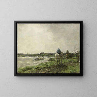 Chemin de halage - Jacob Maris — oprawiony obraz na ścianie