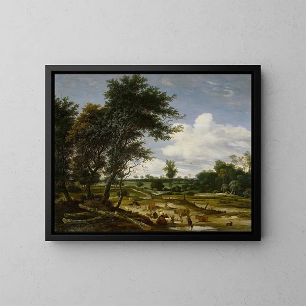 pejzaż z pasterzami i bydłem - Jacob Salomonsz van Ruysdael — oprawiony obraz na ścianie