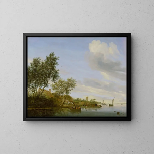 pejzażu rzecznych z basenem - Jacob Salomonsz van Ruysdael — oprawiony obraz na ścianie