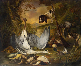Martwa natura z psami - Jacob Xavier Vermoelen — widok dzieła