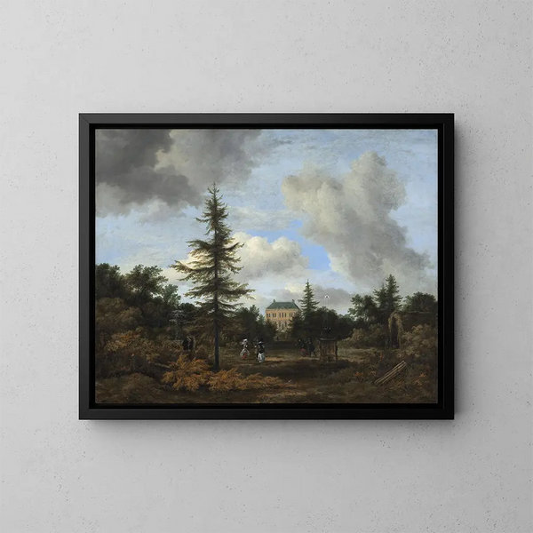 Dom wiejski w parku - Jacob van Ruisdael — oprawiony obraz na ścianie