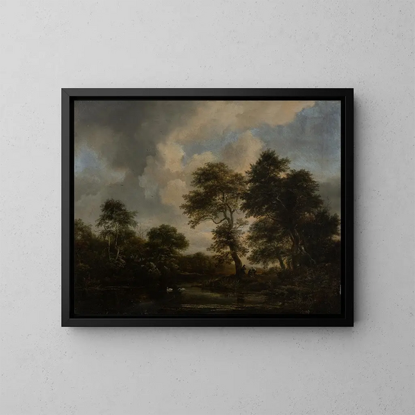 lasu z dwoma łabędziami - Jacob van Ruisdael — oprawiony obraz na ścianie