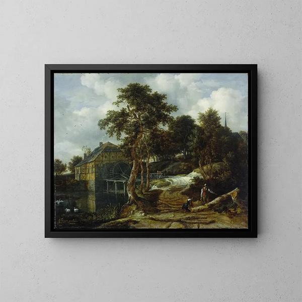 pejzaż z młynem wodnym - Jacob van Ruisdael — oprawiony obraz na ścianie