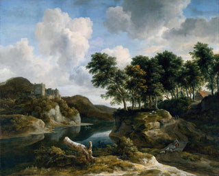pejzażu rzecznych z zamkiem na wysokiej skale - Jacob van Ruisdael — widok dzieła