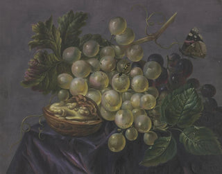 Papillon et guêpe parmi des raisins - Jacoba Maria van Nickelen — widok dzieła