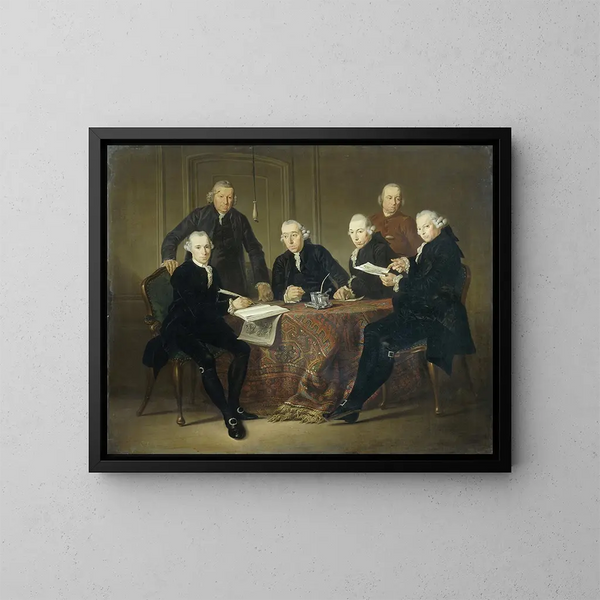 Les Quatre Régents, sekretarz i ojciec domu chorych na trąd w Amsterdamie 1773 - Jacobus Luberti Augustini — oprawiony obraz na ścianie