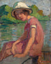 Młoda dziewczyna nad brzegiem wody - Jacqueline Marval — widok dzieła