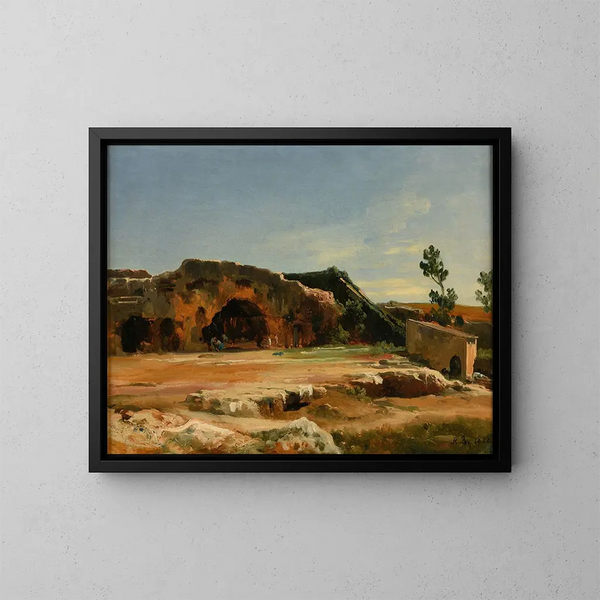 Grota Nymphs w Syrakuzach - Jacques-Raymond Brascassat — oprawiony obraz na ścianie