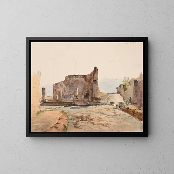 Ulice i ruiny Pompejów - Jacques-Raymond Brascassat — oprawiony obraz na ścianie