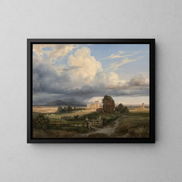 Vacher et son troupeau dans la campagne romaine près de la via Appia - Jacques-Raymond Brascassat — oprawiony obraz na ścianie