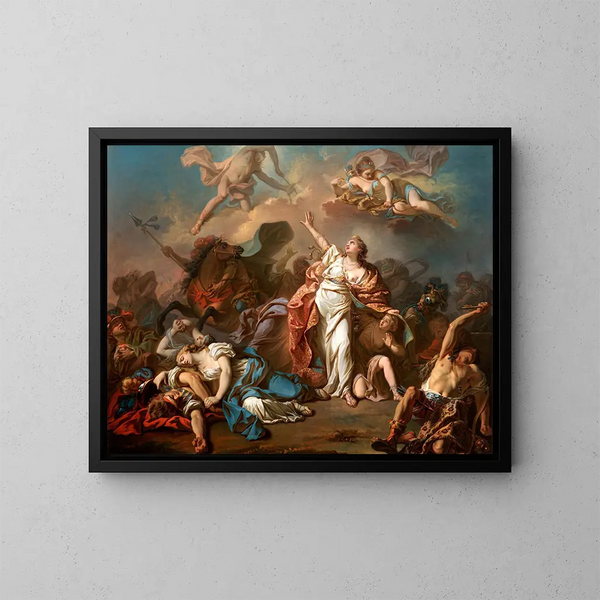 Apollon i Diana atakujący dzieci Niobe - Jacques Louis David — oprawiony obraz na ścianie